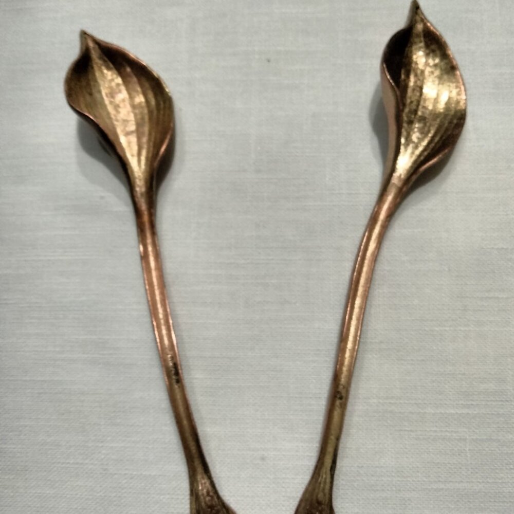 Table Art Pewter Leaf Shaped Condiment Spoons, Set of Two, NWOT - Picture 2 of 10